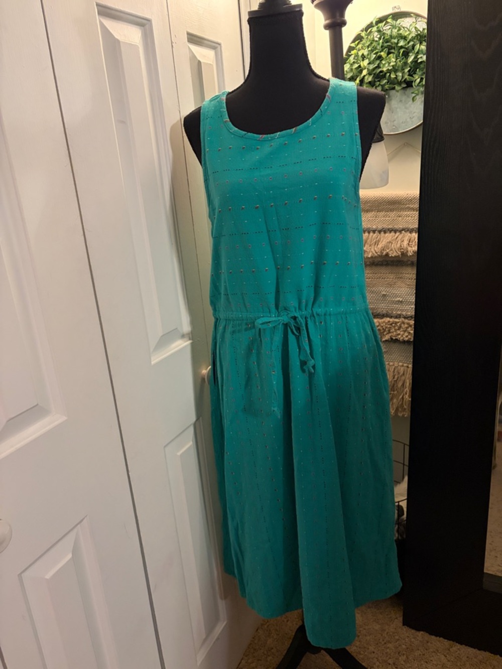 Ace & Jig Seafoam Green Sleeveless Midi Dress with Tie-Waist